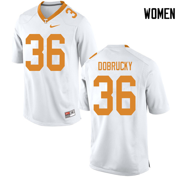 Women #36 Tanner Dobrucky Tennessee Volunteers College Football Jerseys Sale-White - Click Image to Close